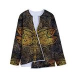 Gold Boho Dragonfly Print Long Sleeve Short Coat