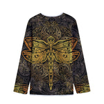 Gold Boho Dragonfly Print Long Sleeve Short Coat