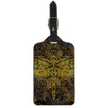 Gold Boho Dragonfly Print Luggage Tag