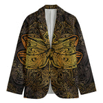 Gold Boho Dragonfly Print Men's Blazer