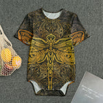 Gold Boho Dragonfly Print Men's Bodysuit