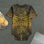 Gold Boho Dragonfly Print Men's Bodysuit