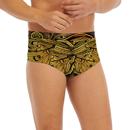 Gold Boho Dragonfly Print Men's Briefs