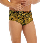 Gold Boho Dragonfly Print Men's Briefs