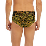 Gold Boho Dragonfly Print Men's Briefs
