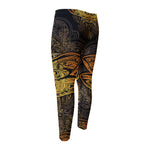 Gold Boho Dragonfly Print Men's Compression Pants