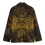 Gold Boho Dragonfly Print Men's Cotton Blazer