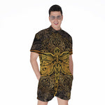 Gold Boho Dragonfly Print Men's Rompers
