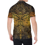 Gold Boho Dragonfly Print Men's Shirt