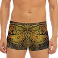 Gold Boho Dragonfly Print Men's Short Boxer Briefs