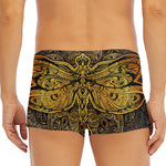 Gold Boho Dragonfly Print Men's Short Boxer Briefs