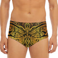 Gold Boho Dragonfly Print Men's Triangle Swim Briefs