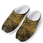Gold Boho Dragonfly Print Mesh Casual Shoes