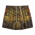Gold Boho Dragonfly Print Mesh Shorts