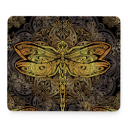 Gold Boho Dragonfly Print Mouse Pad