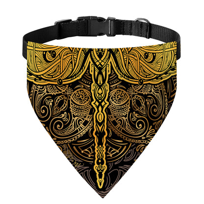 Gold Boho Dragonfly Print Over The Collar Dog Bandana
