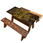 Gold Boho Dragonfly Print Picnic Table Cover