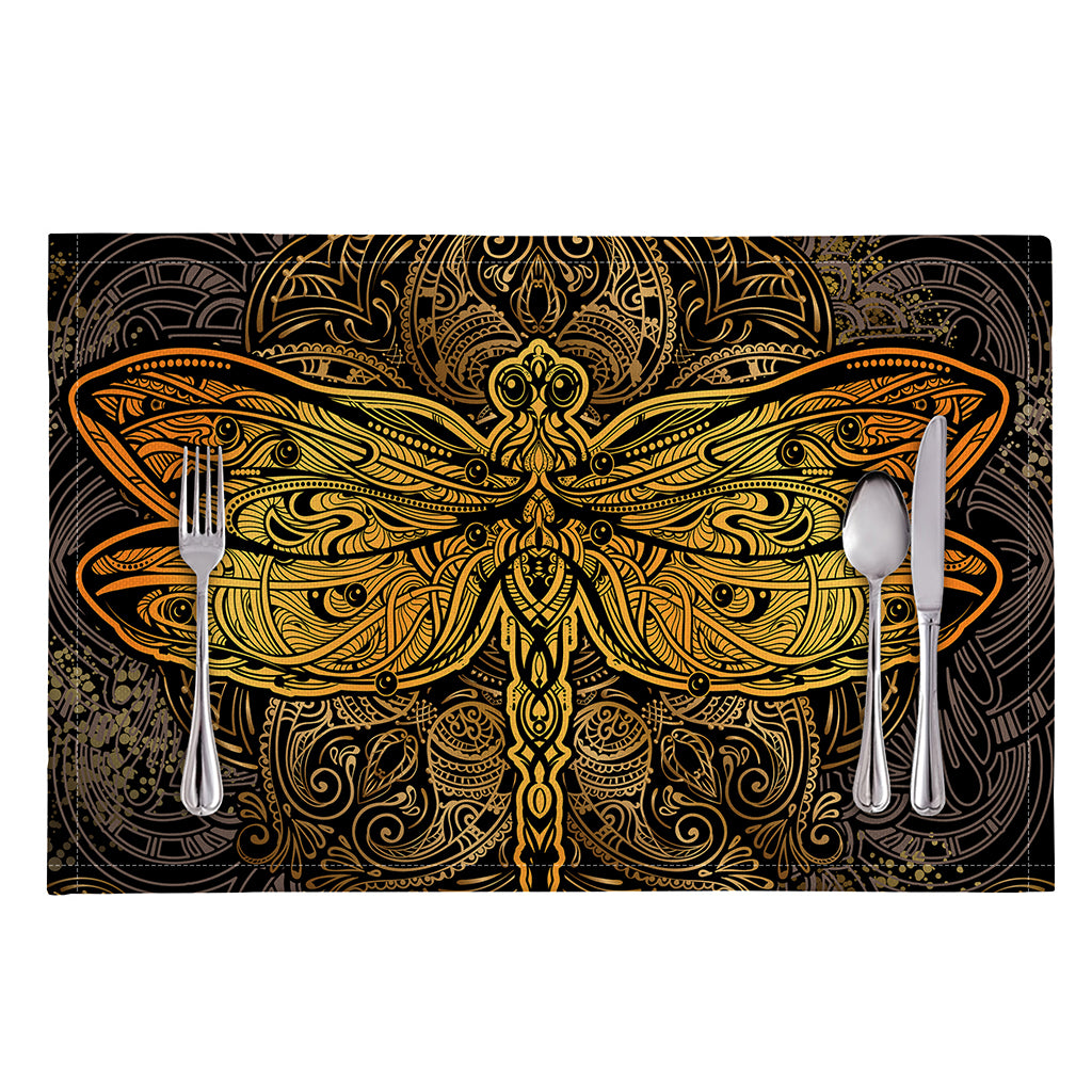 Gold Boho Dragonfly Print Placemat