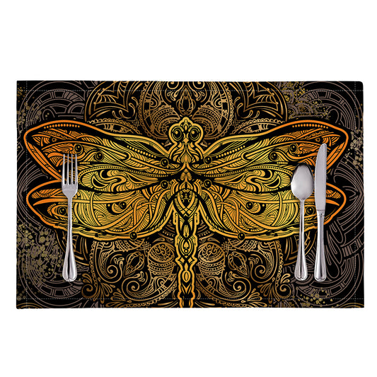 Gold Boho Dragonfly Print Placemat