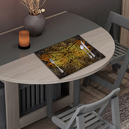 Gold Boho Dragonfly Print Placemat