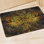 Gold Boho Dragonfly Print Polyester Doormat