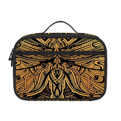 Gold Boho Dragonfly Print Portable Lunch Bag
