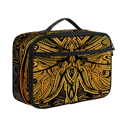 Gold Boho Dragonfly Print Portable Lunch Bag