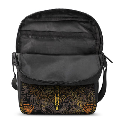 Gold Boho Dragonfly Print Rectangular Crossbody Bag