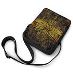 Gold Boho Dragonfly Print Rectangular Crossbody Bag