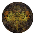 Gold Boho Dragonfly Print Round Blanket