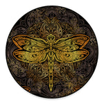 Gold Boho Dragonfly Print Round Floor Mat