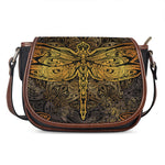 Gold Boho Dragonfly Print Saddle Bag