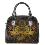Gold Boho Dragonfly Print Shoulder Handbag