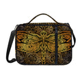 Gold Boho Dragonfly Print Shoulder Strap Bible Bag