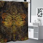 Gold Boho Dragonfly Print Shower Curtain