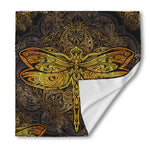 Gold Boho Dragonfly Print Silk Bandana