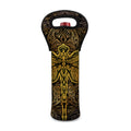 Gold Boho Dragonfly Print Single Neoprene Wine Tote