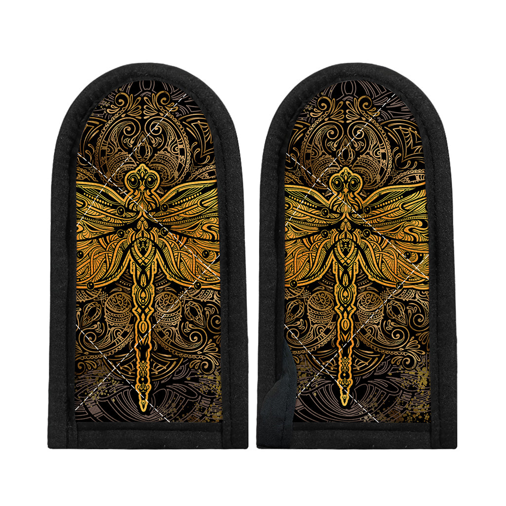 Gold Boho Dragonfly Print Skillet Handle Cover