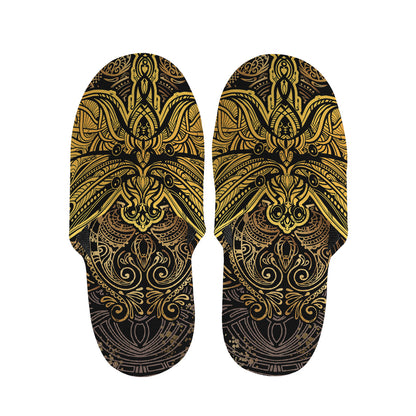 Gold Boho Dragonfly Print Slippers