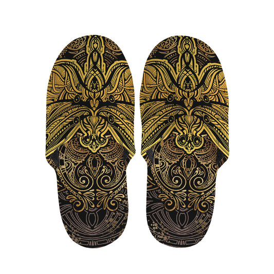 Gold Boho Dragonfly Print Slippers