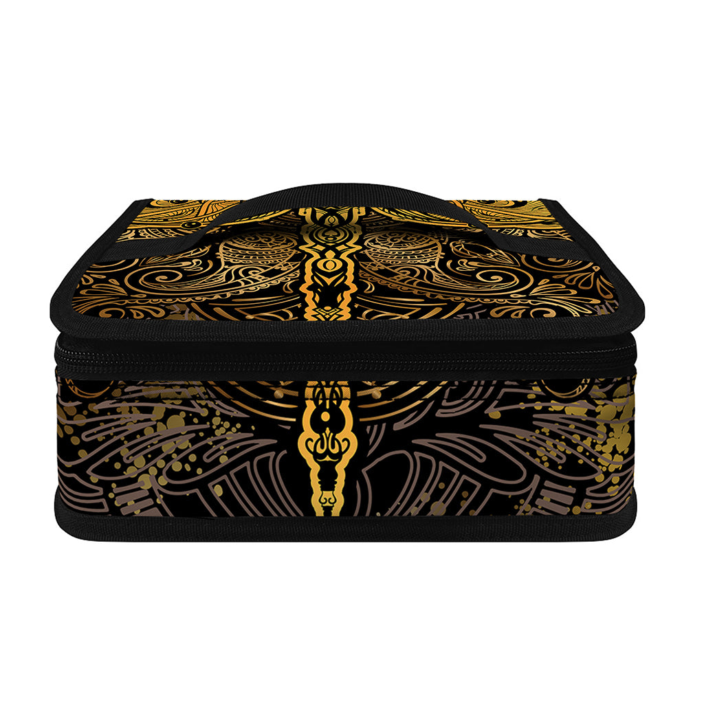 Gold Boho Dragonfly Print Small Lunch Bag