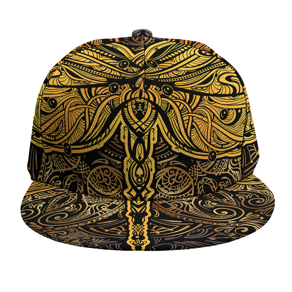 Gold Boho Dragonfly Print Snapback Cap