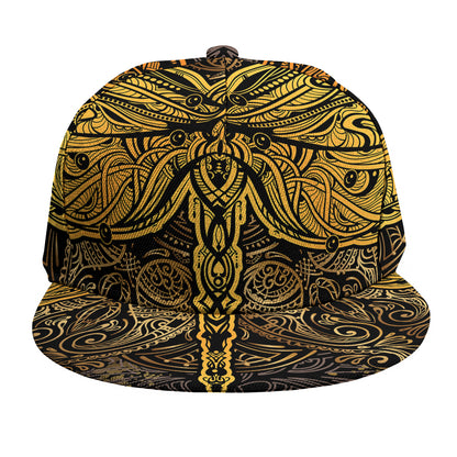 Gold Boho Dragonfly Print Snapback Cap