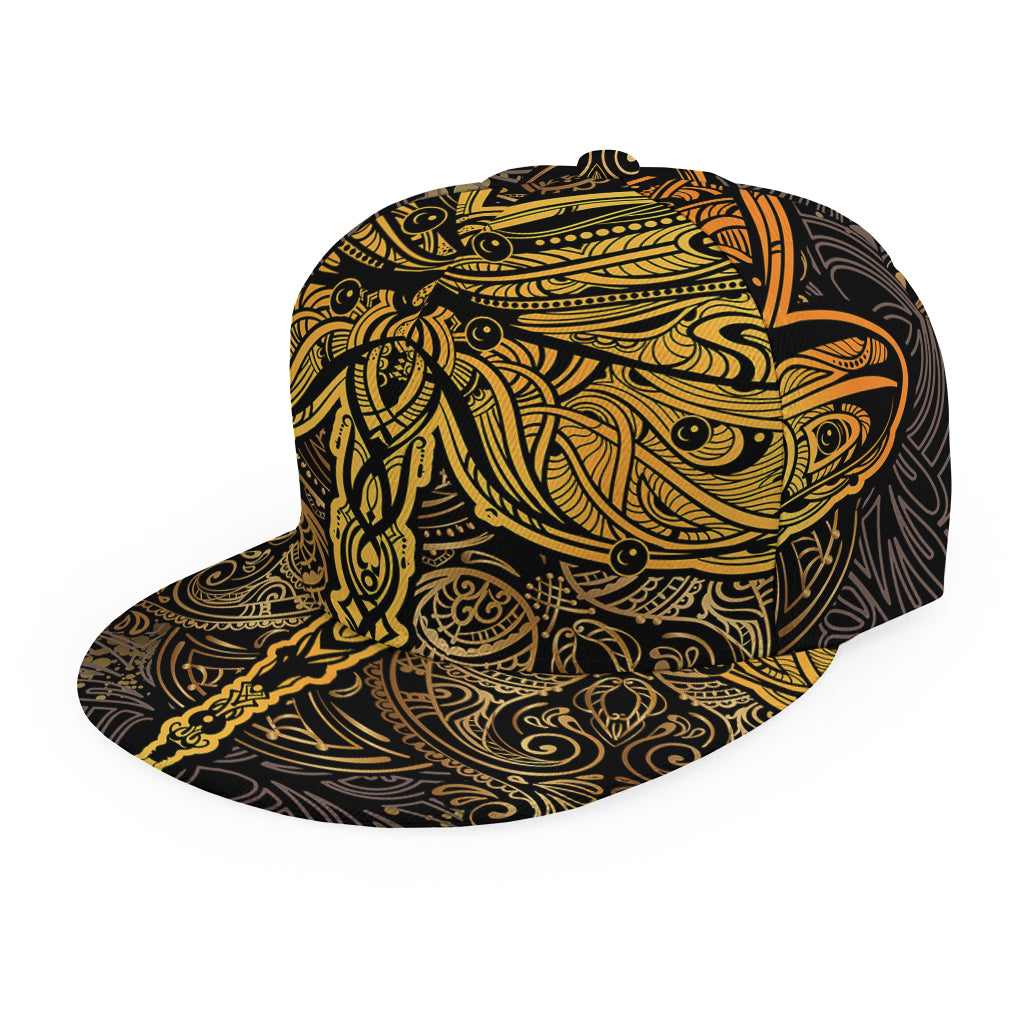 Gold Boho Dragonfly Print Snapback Cap