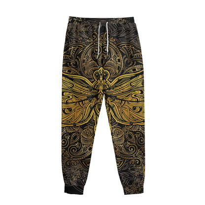 Gold Boho Dragonfly Print Sweatpants