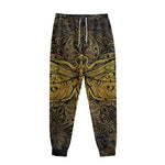 Gold Boho Dragonfly Print Sweatpants