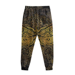 Gold Boho Dragonfly Print Sweatpants