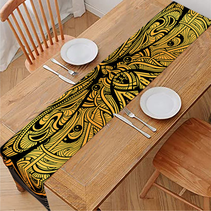 Gold Boho Dragonfly Print Table Runner
