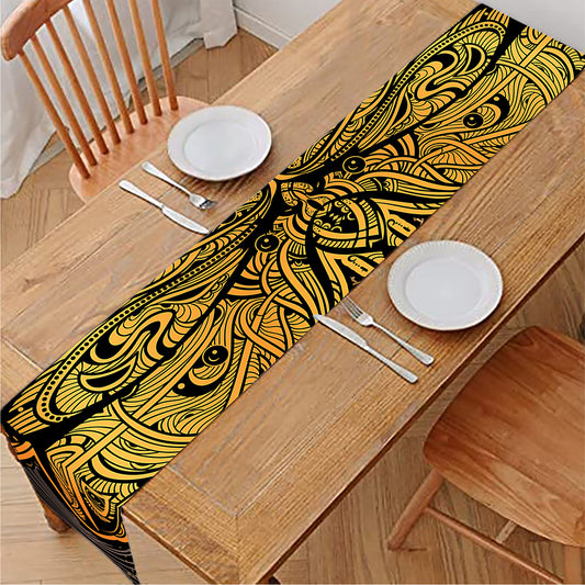 Gold Boho Dragonfly Print Table Runner