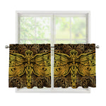 Gold Boho Dragonfly Print Tier Curtains
